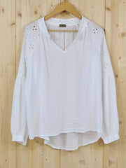 White Casual Long Sleeve Shirts & Tops