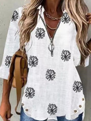 Dandelion Loosen Vacation Tops Zipper T-shirts