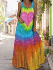 Casual A-Line Crew Neck Gradient Dresses