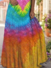 Casual A-Line Crew Neck Gradient Dresses