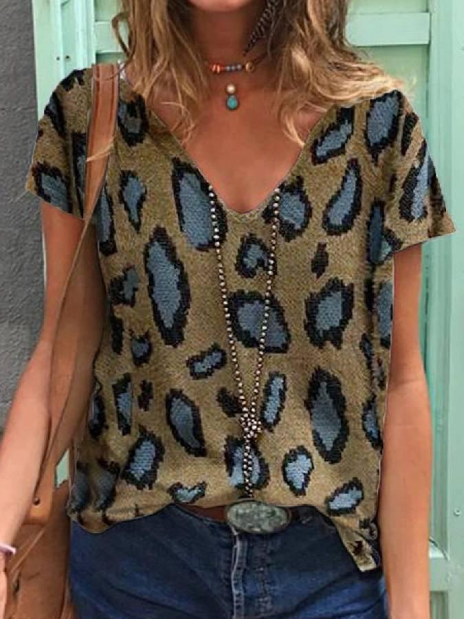 Vintage Floral V Neck Shift T-shirt