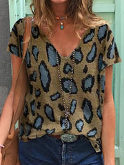 Vintage Floral V Neck Shift T-shirt