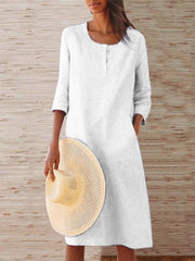 Casual 3/4 Sleeve Crew Neck Dress summer maxi dresses for women