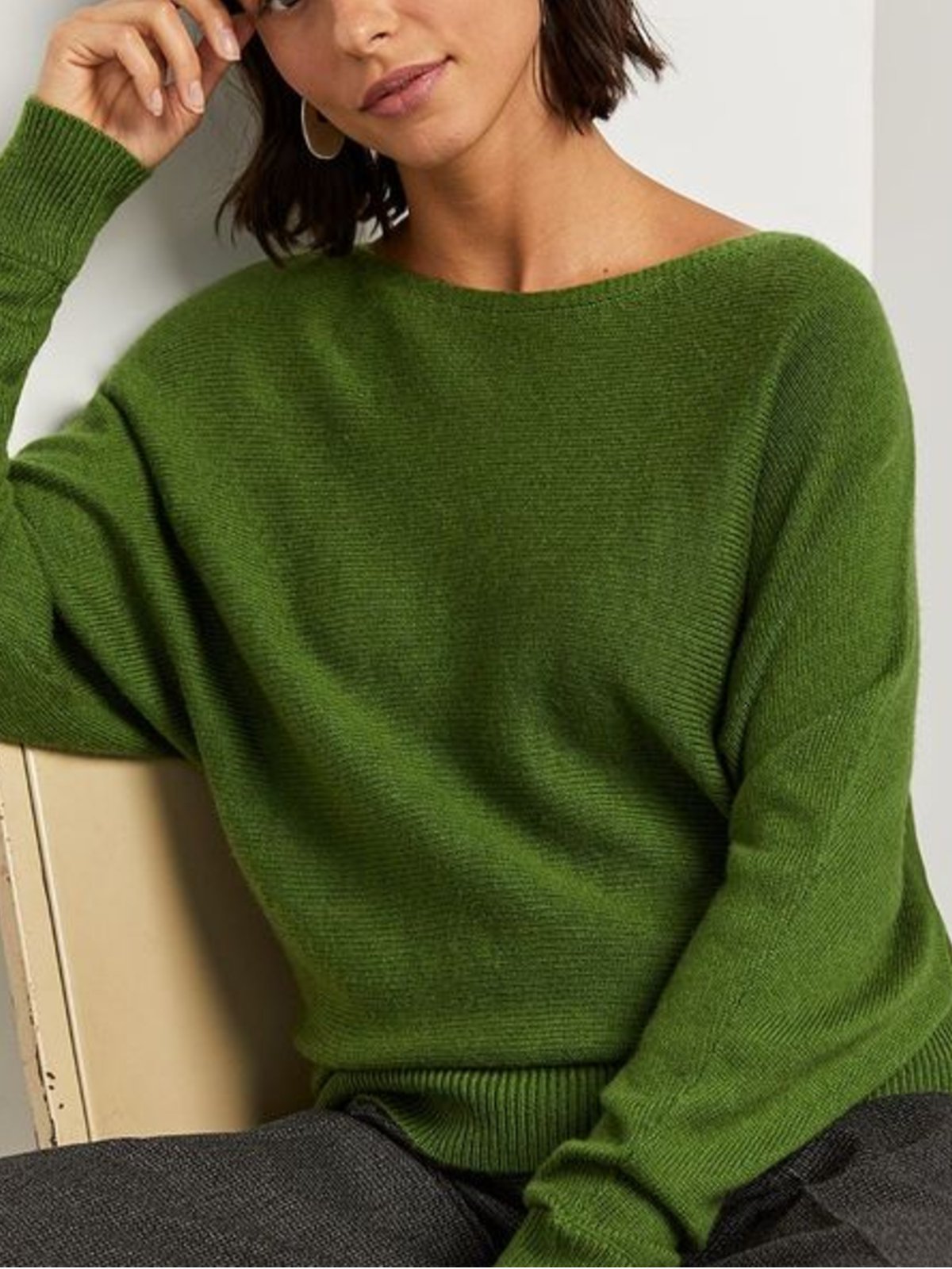 Cotton-Blend Solid Casual Crew Neck Sweater