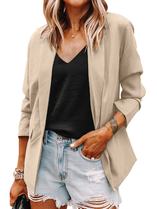 Elegant one button plain long sleeve blazers coats
