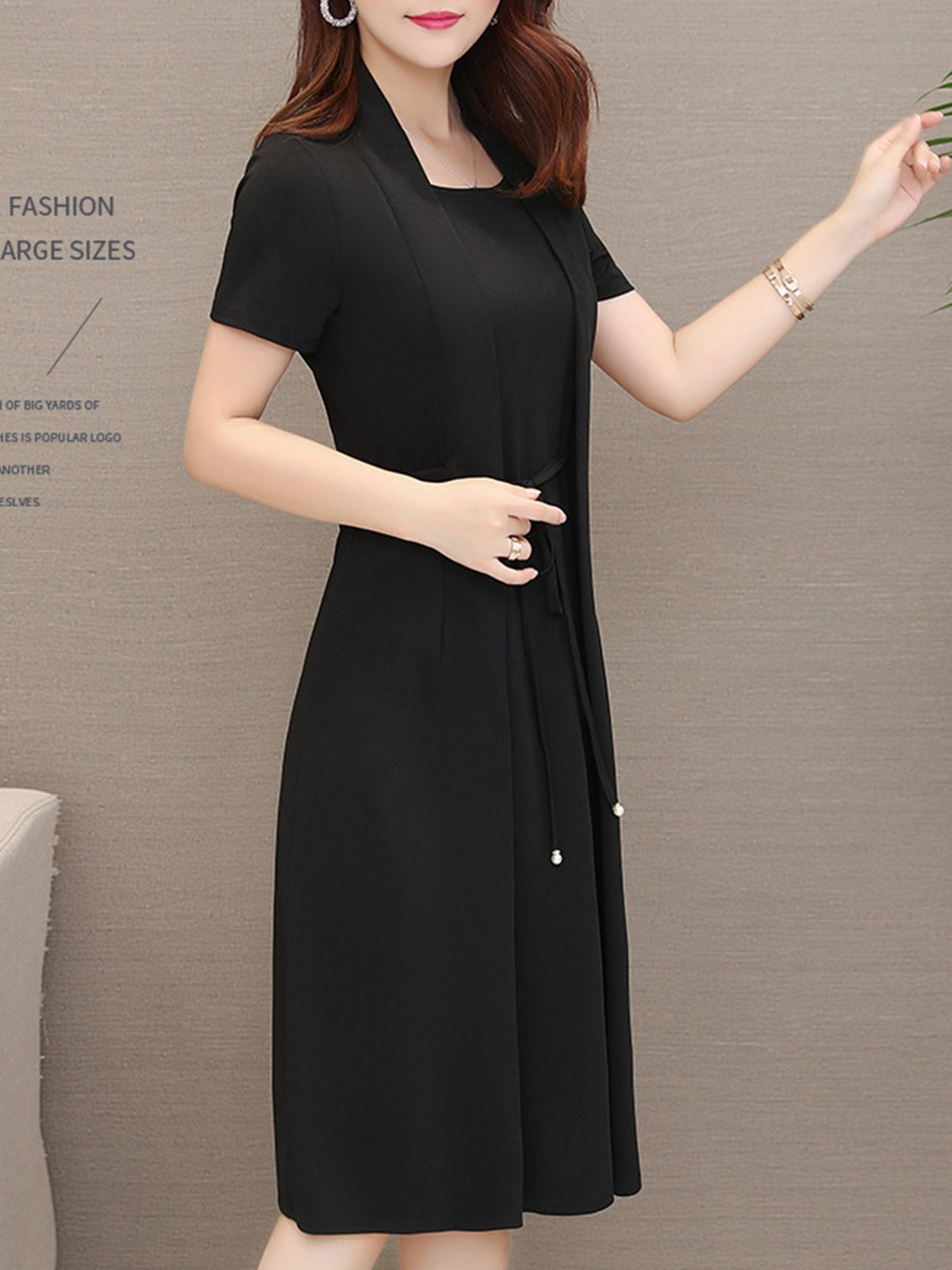 Fake Two Piece Elegant Midi Dress