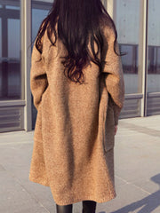 Solid Color Long Knitted Cardigan