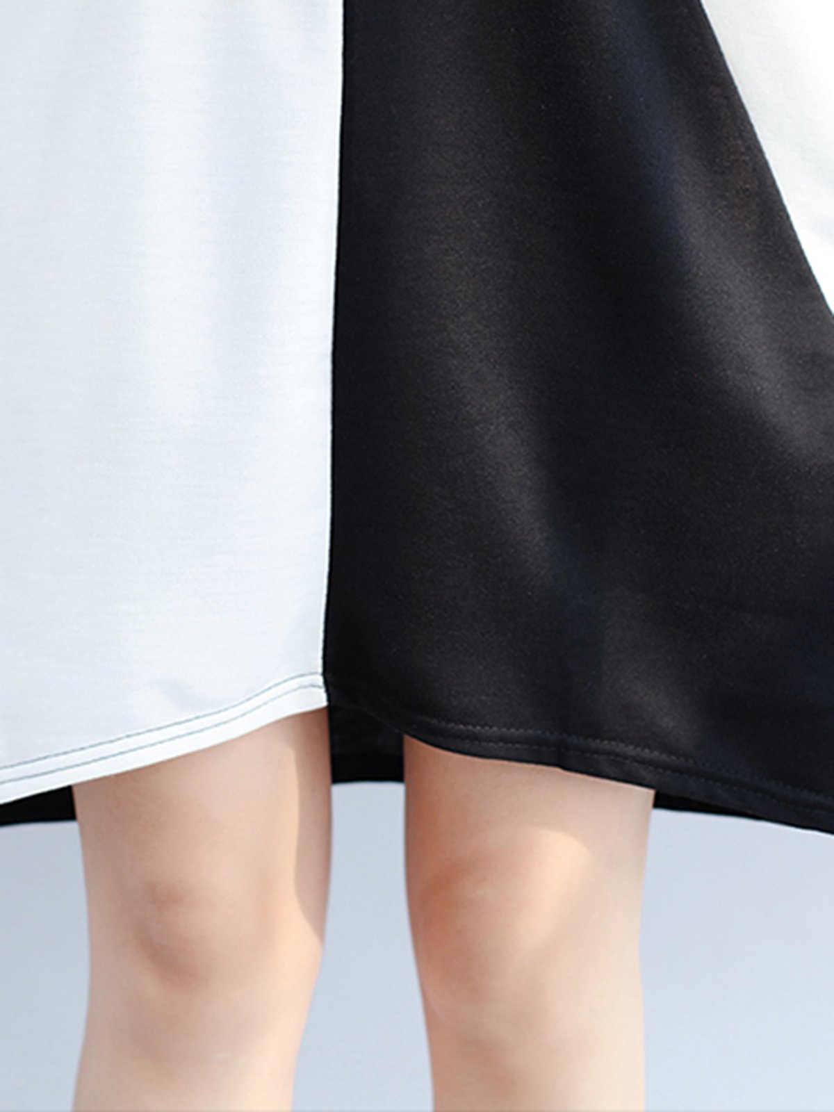 Color-block Paneled Basic Casual Dress