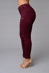 Zipper Pockets High Waisted Buttons Long Pants