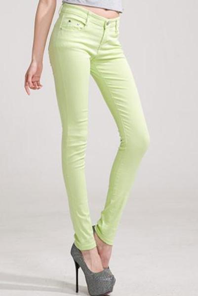 Candy Color Slim  Stretch Pants