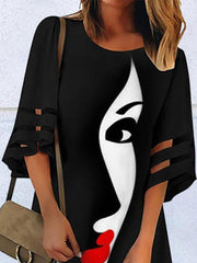 Casual Crew Neck Abstract Printed Holiday Dresses