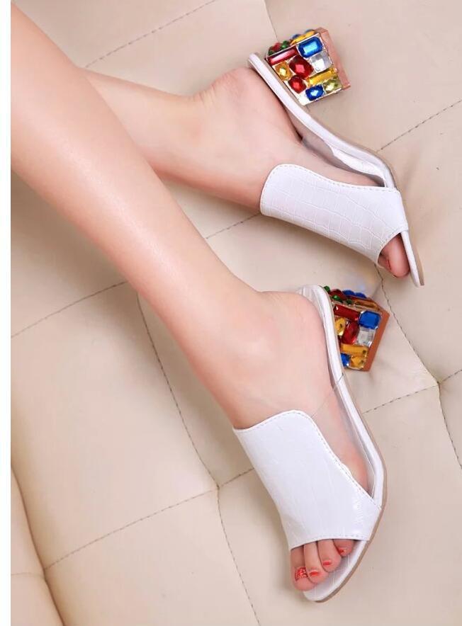 Rhinestone Peep Toe Heels Sandals