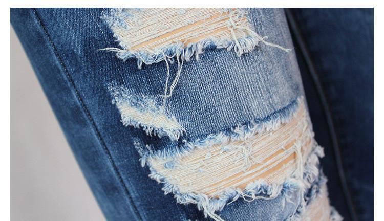 Low Waist Distressed Stretch Ripped Skinny Denim Jeans