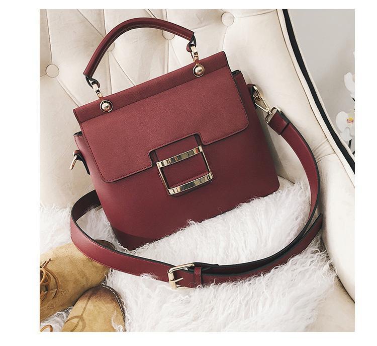 Buckle PU Leather Shoulder Woman Handbags