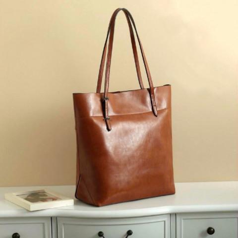 Retro Genuine Leather Oils Wax Woman Handbag