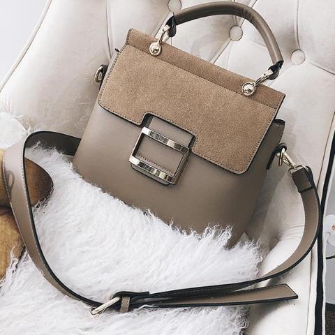 Buckle PU Leather Shoulder Woman Handbags
