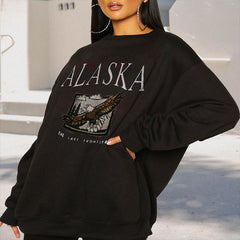 Casual daily women word printed plain long sleeve Sweatshirts