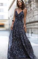 Sexy  Sleeveless Leopard Print Maxi Dress