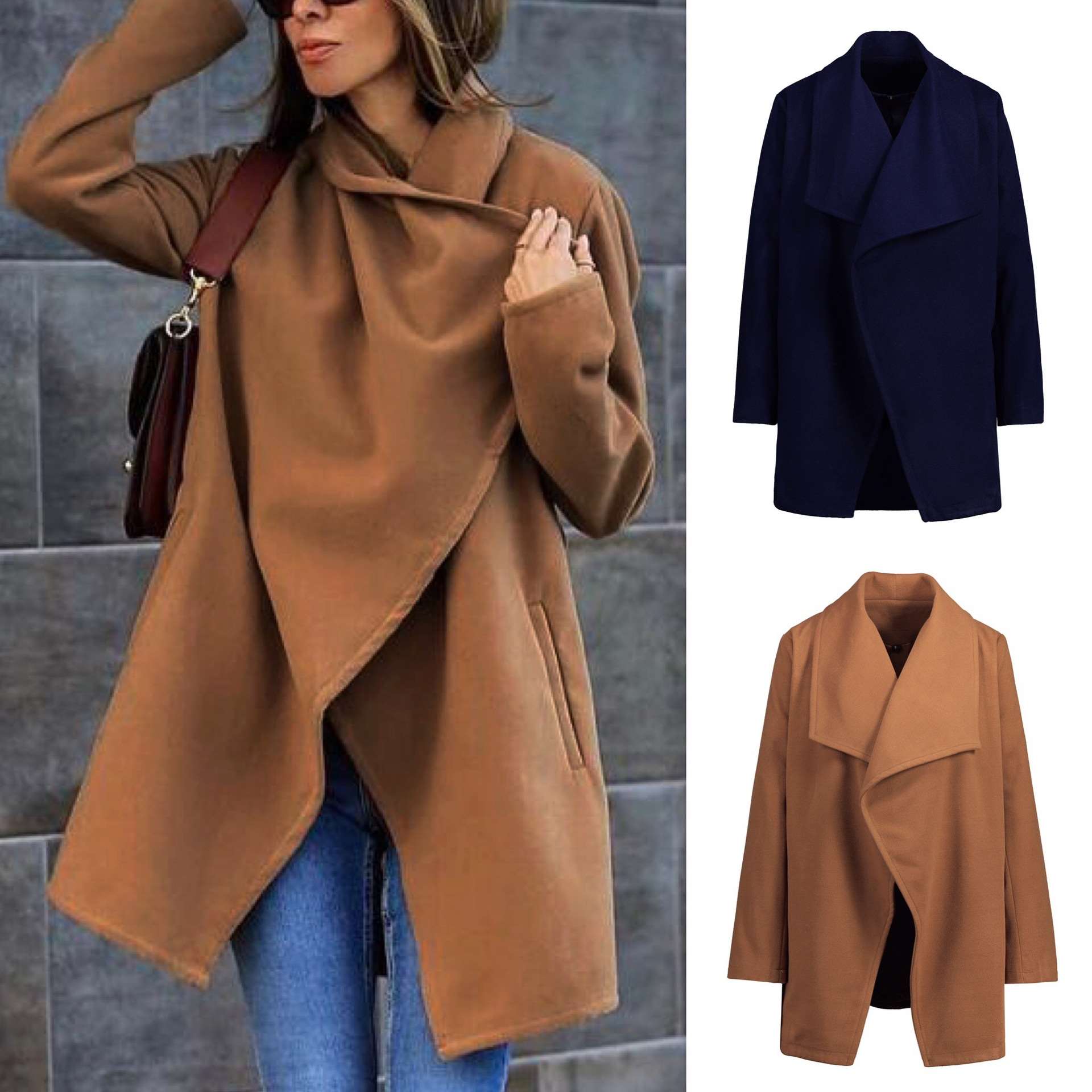 Fashion Casual Pure Lapel Long sleeve Coats