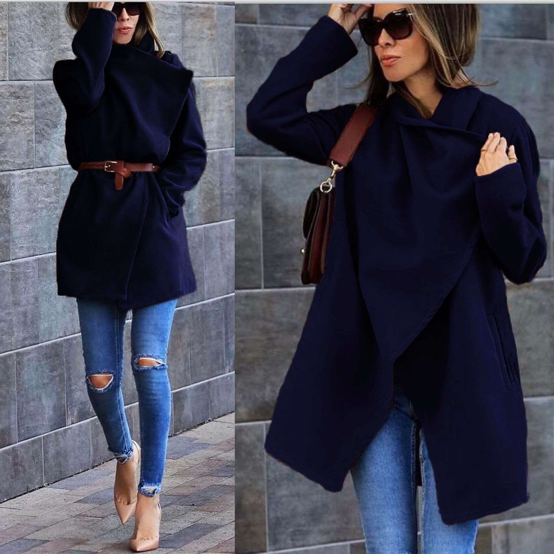 Fashion Casual Pure Lapel Long sleeve Coats