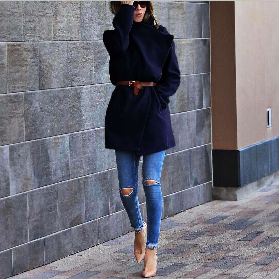 Fashion Casual Pure Lapel Long sleeve Coats