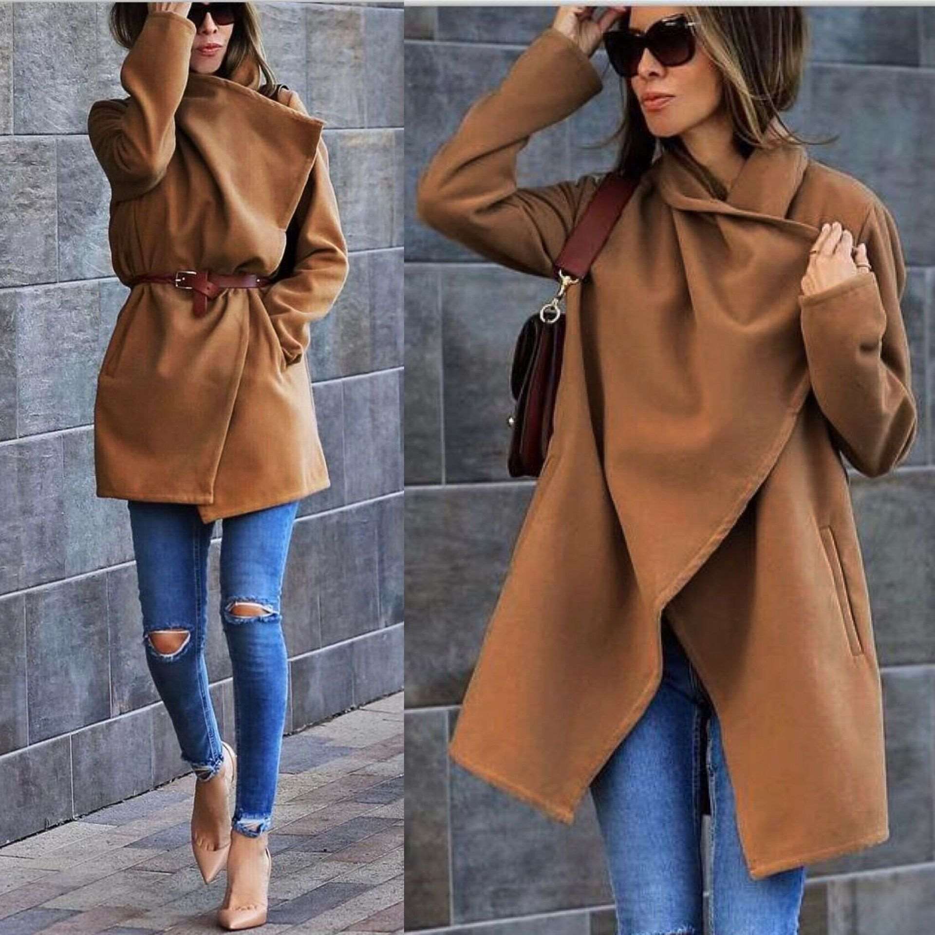 Fashion Casual Pure Lapel Long sleeve Coats