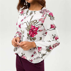 Fashion Print Round neck Long sleeve Blouses