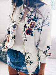Fashion Print Round neck Zipper Long sleeve Jackets