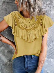 Round neck fashion lace women fashion T-shirts for Summer