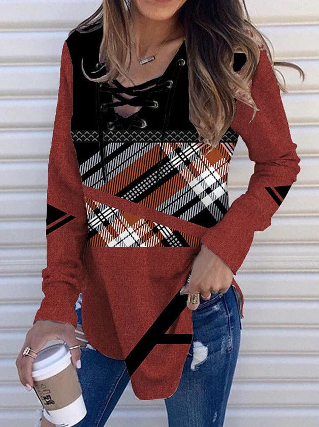 Printed Long Sleeve Rope Sweatshirts