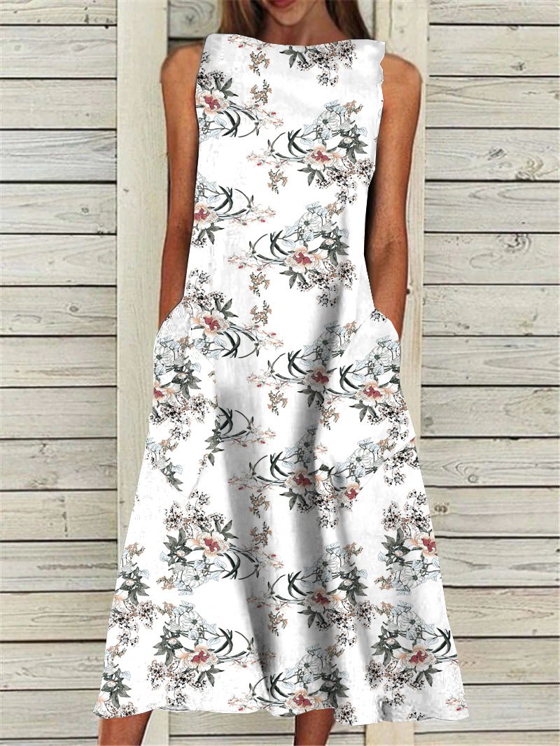 Bohemia Style Sleeveless Floral Woman Long Dress Maxi Dresses