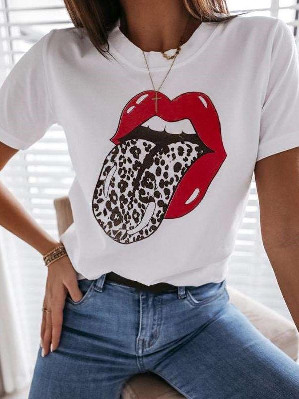 Fashion Print Short sleeve Round neck T-Shirts