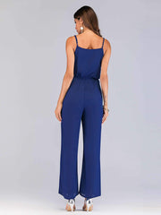 Fashion Pure V neck Vest Vent Jumpsuits