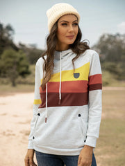 Casual daily hooded loose stitching women's hoodies