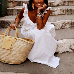 Pure Ruffled collar Sleeveless Maxi Dresses