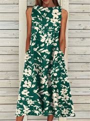 Bohemia Style Sleeveless Floral Woman Long Dress Maxi Dresses