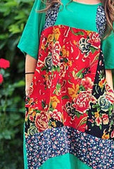 Casual Loose Gored Print Round neck Half sleeve Shift Dresses