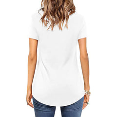 V neck tie neck plain daily T-shirts