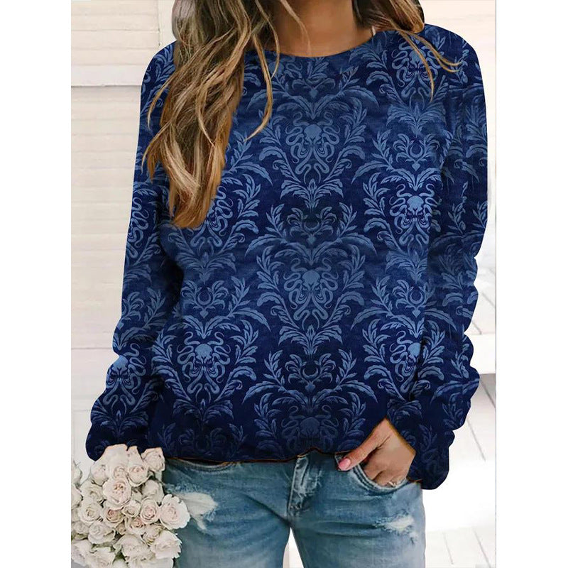 Vintage wome printed round neck sweatshirts