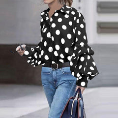 Fashion Loose Polka Dot Long Sleeve Blouses Top