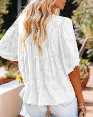 Cutout Floral Baby Shirt Loose Short Sleeve Chiffon Tops T-shirts