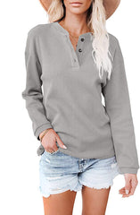 Women's V-neck solid color long-sleeved top T-shirts