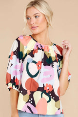 Casual Floral print Round neck Half sleeve Blouses