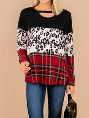 Casual Loose Gored Print Round neck Long sleeve T-Shirts