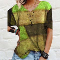 Casual Loose Gored V neck Short sleeve T-Shirts