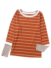 New striped round neck slim contrast color long-sleeved pullover knitted sweaters