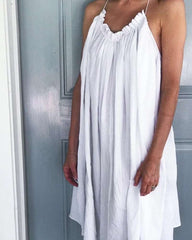 Pure Sleeveless Round neck Vest Shift Dresses