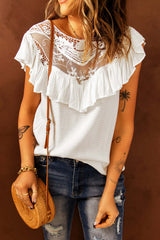 Round neck fashion lace women fashion T-shirts for Summer
