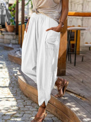 Casual wide-leg cotton and linen loose pencil pants long pants