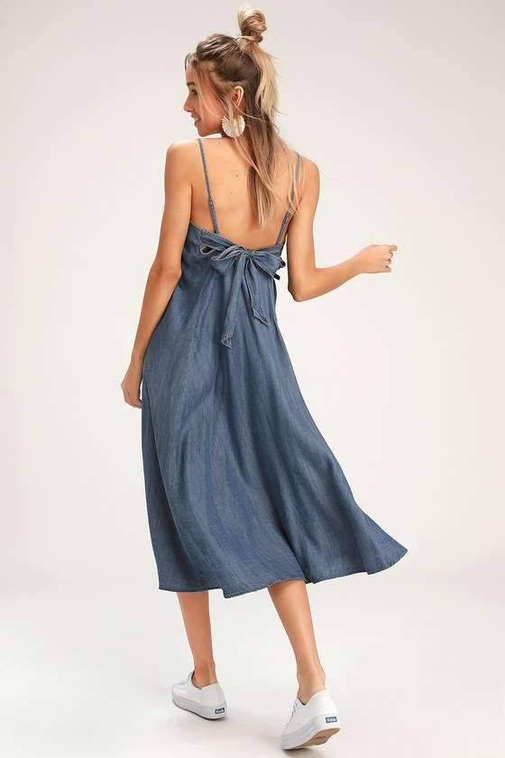 Fashion Jean Vest Bowknot Maxi Dresses